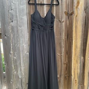 Azazie Black Ruched Maxi Bridesmaid Dress